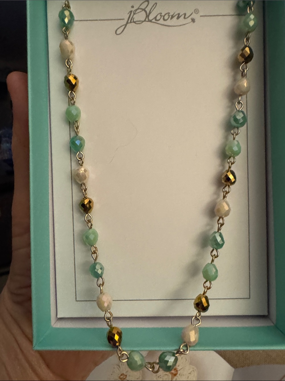 bloom Mint-Gold Faceted Bead Necklace